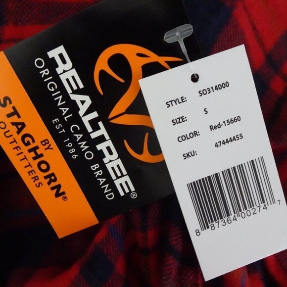 Realtree Flannel Shirt Men's Size S Red Plaid Long Sleeve Button-up - Picture 7 of 9